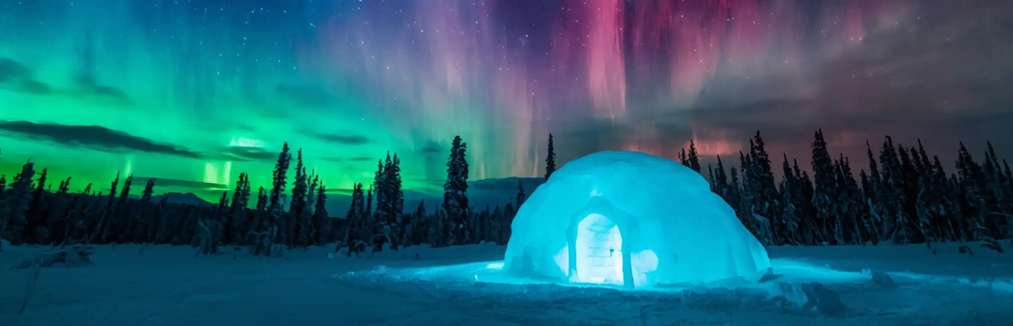 InIgloo at night in Nortthern Alberta Canada